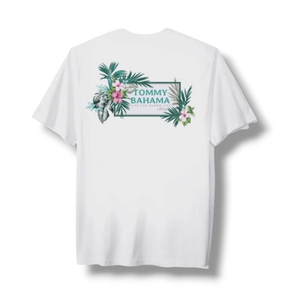 Tommy Bahama White Tropical Graphic T-Shirt Short Sleeve Marlin Logo XLarge New